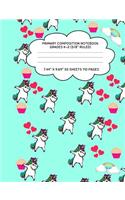 Primary Composition Notebook Grades K-2 (5/8" Ruled): Dabbing Unicorn Journal & Doodle Diary - 112 Pages of Blank & Lined Paper for Writing and Drawing
