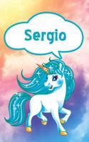 Sergio: Personalized Unicorn Isometric Dot Paper Notebook Featuring 120 Lined Pages 6x9