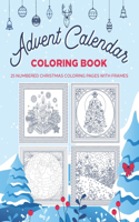 Advent Calendar Coloring Book - 25 numbered Christmas coloring pages withe frames.