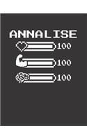 Annalise: Pixel Retro Game 8 Bit Design Blank Composition Notebook College Ruled, Name Personalized for Girls & Women. Gaming Desk Stuff for Gamer Girls. Funn