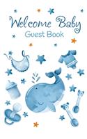 Welcome Baby Guest Book: Baby Shower Keepsake, Advice for Expectant Parents and BONUS Gift Log - Blue Whale Design Cover