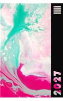 2027: Aqua & Magenta Marble Swirl Weekly Calendar Planner Organizer