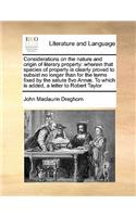 Considerations on the Nature and Origin of Literary Property