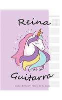 Reina De La Guitarra Cuaderno En Blanco De Tablatura Con Seis Cuerdas