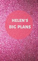 Helen's Big Plans - Notebook/Journal/Diary - Personalised Girl/Women's Gift - Birthday/Party Bag Filler - 100 lined pages (Dark pink glitter)