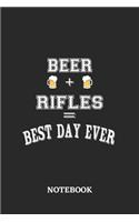 BEER + RIFLES = Best Day Ever Notebook: 6x9 inches - 110 graph paper, quad ruled, squared, grid paper pages - Greatest Alcohol drinking Journal for the best notes, memories and drunk thoug