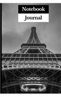 Notebook Journal: Lined Notebook Journal - Black and White Paris Tour Eiffel Photo - 6x9 inches - Cute gift - Journal, Notebook, Diary, Composition Book