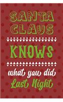 Santa Claus Knows What You Did Last Night: Notebook Journal Composition Blank Lined Diary Notepad 120 Pages Paperback Red Points Santa Claus