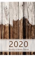 2020 Monthly & Weekly Planner: Hourly appointment planner. 7 full daily columns. Schedule, arrange, plan events. Monday start week. 9.0" x 6.0". Portable. (Colored wood look, brow