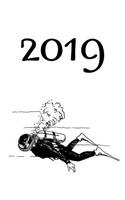 2019: Jan - Dez Wochenplaner - 365 Tage Terminkalender Mit Uhrzeit - 1 Tag Auf 1 Seite, Ca. A5 - Scuba Diver