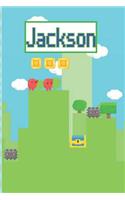 Jackson: Personalized Named Gamer Journal Notebook Cool 8 Bit Platform Game Cover for Boy's and Men Lined Pages