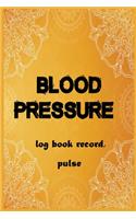 Blood pressure log book record, pulse