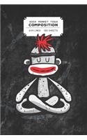 Sock Monkey Yoga Composition 6X9 Lined 100 Sheets