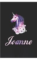 Joanne: First Name Personalized Unicorn Customized Names Gift Birthday Girl Notebook Journal