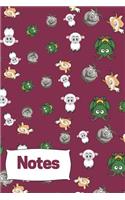 Notes: Cute Goat Notebook/Journal for Animals Lovers and Kids to Writing Notes 120 Pages 6x9 Inch. (Red&green Pattern)
