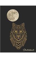 Sketchbook: Wolf Full Moon Artist Sketchbook Notebook Softcover 130 Blank Sketch Pages 8.5 x 11 Artists Gifts