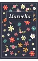 Marvella: Lined Writing Notebook with Personalized Name 120 Pages 6x9 Flowers
