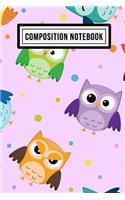 Owl Wide Ruled Composition Notebook