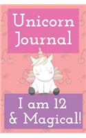 Unicorn Journal I am 12 and Magical: unicorn blank lined journal notebook and sketch book gift to learn drawing 121 pages 6x9 inch for adults children boys girls kids
