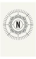 N: 110 College-Ruled Pages - Monogram Journal and Notebook with a Light Background and Classic Line Design - Personalized Initial Letter Journal - Mono