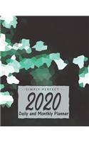 2020 Monthly and Daily Planner: Calendar + Schedule: Funky Green Geometric Design