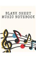Blank Sheet Music Notebook: Manuscript Wide Staff Paper For Musicians, 12 Stave Music Composition Notebook For Piano, Guitar, Violin, Empty Song Writing Journal For Music Lover