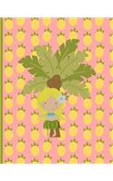 Multipurpose Wide Ruled Paper Notebook - Composition - Journal - Diary: Little Girl Aloha Luau Dancing Pineapples and Coconut Tree Notebook - 8.5" x 11" - 150 pages (75 sheets) Wide Ruled Lined Paper. Glossy Cover.