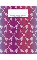 Composition Notebook - Wide Ruled: 75 sheets / 150 pages, 8.5" x 11" White Crossed Arrows with Purple Background