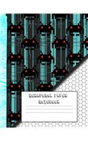 Hexagonal paper notebook: Turquoise 8-bit art computer glitch, large 8.5 x 11" notebook for gamers, hex art, hex map, hex grid battle maps, strategy maps, retro game fans