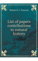 List of Papers Contributions to Natural History