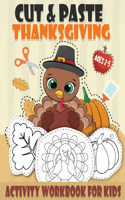 Cut and Paste Thanksgiving Workbook for Kids Ages 2-5