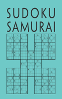 Sudoku Samurai: Edición de 200 diferentes Sudokus Samurai para adultos Juego de lógica Libro de pasatiempos para adultos Con soluciones