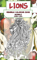 Mandala Coloring Book Simple Level - Animals - Lions