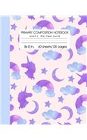 Primary Composition Notebook Level K-2 Story Paper Journal: Unicorn Wishes Draw and Write Dotted Midline Creative Picture Diary - Kindergarten to 2nd Grade Elementary Students