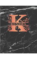 Kendra: Personalized Journal Notebook for Women or Girls. Monogram Initial K with Name. Black Marble & Rose Gold Cover. 8.5 X 11 110 Pages Lined Journal Pap