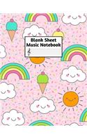 Blank Sheet Music Notebook: Easy Blank Staff Manuscript Book Large 8.5 X 11 Inches Musician Paper Wide 12 Staves Per Page for Piano, Flute, Violin, Guitar, Trumpet, Drums, Cell