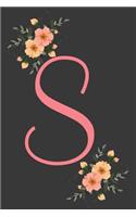 S Initial Monogram Dot Grid Notebook Journal: Elegant Floral Monogram Gifts For Women And Girls, 120 Pages 6x9