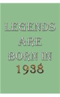 Legends Are Born In 1938 Notebook: Lined Notebook/Journal Gift 120 Pages, 6x9 Soft Cover, Matte Finish, DarkSeaGreen Cover