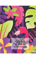 2020 Weekly planner: 2020 weekly planner for women, girls.journal, calendar, daily activities, top priorities, victories, Look ahead 8.5X11 inches in flamingo beautiful,