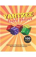 Yahtzee Score Sheets: V.18 Yahtzee Score Pads for Dice Yahtzee Game Nice Obvious Text and Large print yahtzee score cards 8.5*11 inch