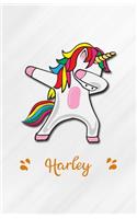 Harley A5 Lined Notebook 110 Pages: Funny Blank Journal For Personalized Dabbing Unicorn Family First Name Middle Last. Unique Student Teacher Scrapbook/ Composition Great For Home Sch