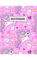 Sketchbook: Cute Kawaii Pink Unicorn Sketch Book for Kids - Practice Drawing and Doodling - Sketching Book for Toddlers & Tweens