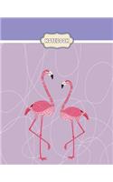 Notebook: Pink flamingo on puple cover and Lined pages, Extra large (8.5 x 11) inches, 110 pages, White paper