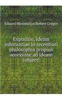 Expositio, Ideam Substantiae in Recentiori Philosophia Propius Accessisse Ad Ideam Subjecti