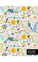 Dot Grid Notebook: Large 8.5 x 11 Inches - 5mm Square Grid Journal - Whimsical Spring Flower Blossoms