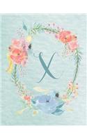 2020-2022 Calendar - Letter X - Light Blue and Pink Floral Design: 3-Year 8.5"x11" Monthly Calendar/Planner - Personalized with Initials.