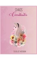 Chaos Coordinator To Do List: Disney Princess Aurora Sleeping Beauty Floral Long Sleeve To Do & Dot Grid Matrix Notebook for Girls Teens Kids Journal College Blank Lined 110 Page