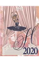 2020 Weekly Planner - Ballerina Princess Monogram Initial Letter 