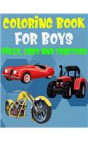 Coloring Books For Boys Bikes Cars and Tractors