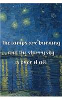 The lamps are burning and the starry sky is over it all.